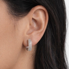 ARGOLA P OVALADA CRAVEJADA - 3 FILEIRAS BANHO PRATA