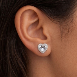 BRINCO CORAÇÃO CRAVEJADO BANHO PRATA