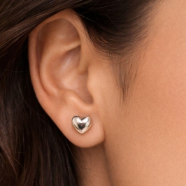 BRINCO G CORAÇÃO LISO POLIDO  BANHO PRATA