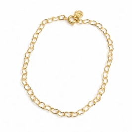 PULSEIRA ELO CORAÇÃO BANHO OURO AMARELO 16CM