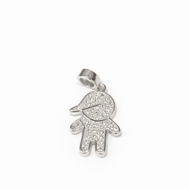 PINGENTE MENINO G CRAVEJADO SEMI PRATA