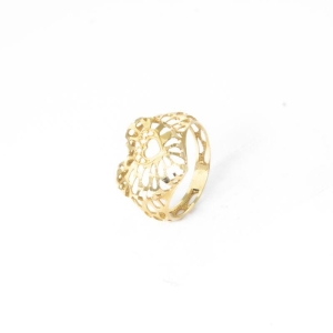 ANEL CORAÇÃO TRABALHADO OURO 18K