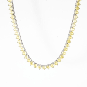 COLAR RIVIERA 3 PONTAS CITRINO AMARELO  42CM