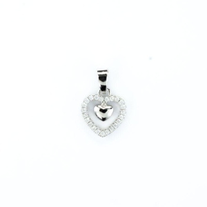 PINGENTE 2 CORAÇÕES COM 1 CRAVEJADO