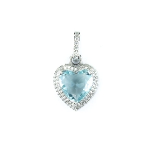 PINGENTE CORACAO AZUL CRAVEJADO COM ZIRCONIAS