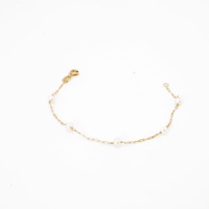PULSEIRA PEROLAS INFANTIL 13,5CM OURO 18K