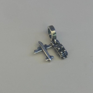 BERLOQUE AVIÃO E MALA PRATA 925