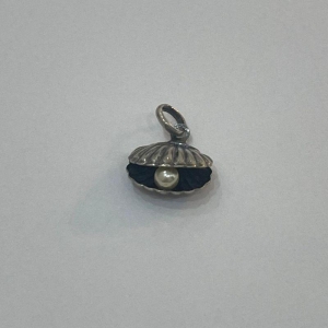 BERLOQUE CONCHA COM PEROLA PRATA ENVELHECIDA 925