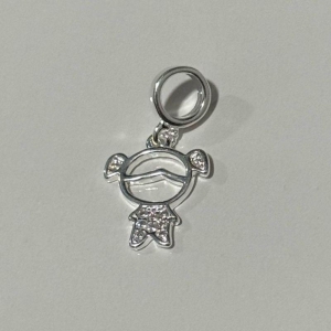 BERLOQUE MENINA CRAVEJADA DELICADA PRATA 925