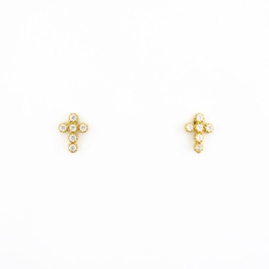 BRINCO CRUZ CRAVEJADA OURO 18K
