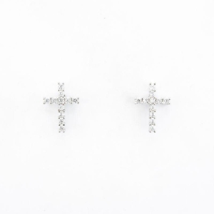 BRINCO CRUZ CRAVEJADA OURO BRANCO