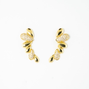 BRINCO EARCUFF FOLHAS 2 CRAVEJADAS