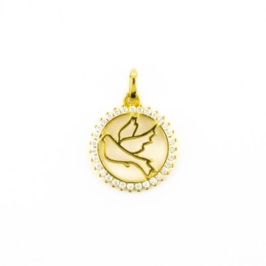 PINGENTE DIVINO ESPIRITO SANTO REDONDO COM ZIRCONIAS