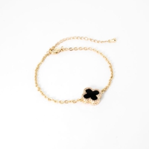 PULSEIRA TREVO DUPLO ONIX/MADREPEROLA