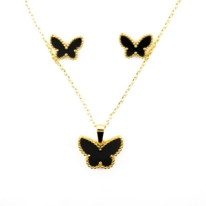 CONJUNTO BORBOLETA ONIX SEMIJOIA