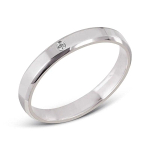 ALIANÇA ESQUINADA 3MM  COM ZIRCÔNIA PRATA 950