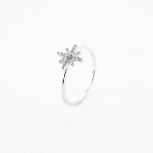 ANEL ESTRELA CRAVEJADA BANHADO NO OURO BRANCO