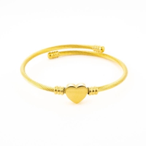 BRACELETE TORCIDO  REGULÁVEL CORAÇÃO SEMIJOIA
