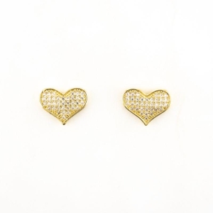 BRINCO CORAÇÃO CRAVEJADO TAMANHO G BANHADO NO OURO AMARELO