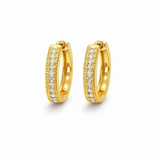 ARGOLA CRAVEJADA 1 FILEIRA SEMI OURO - P