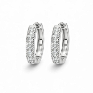 ARGOLA CRAVEJADA 1 FILEIRA SEMI PRATA - M