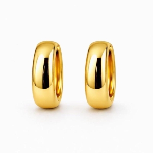 ARGOLA LISA OVAL ESTRUTURADA SEMI OURO - M