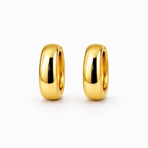 ARGOLA LISA OVAL ESTRUTURADA SEMI OURO - P