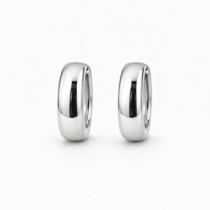 ARGOLA LISA OVAL ESTRUTURADA SEMI PRATA - P