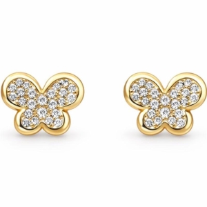 BRINCO BORBOLETA GLAM G CRAVEJADO G SEMI OURO