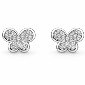 BRINCO BORBOLETA GLAM G CRAVEJADO G SEMI PRATA