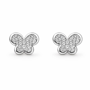 BRINCO BORBOLETA GLAM M CRAVEJADO M SEMI PRATA