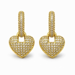 BRINCO CORACAO 2 EM 1 ARGOLA CRAVEJADO SEMI OURO