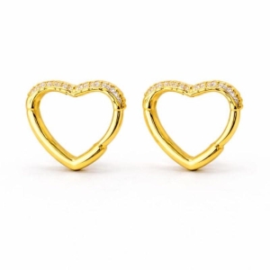 BRINCO CORACAO ARGOLA CRAVEJADO MILIGRAM SEMI OURO - G