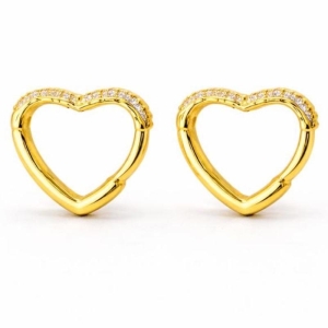 BRINCO CORACAO ARGOLA CRAVEJADO MILIGRAM SEMI OURO - GG