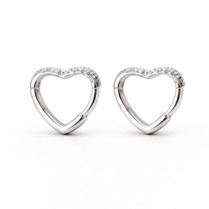 BRINCO CORACAO ARGOLA CRAVEJADO MILIGRAM SEMI PRATA - G