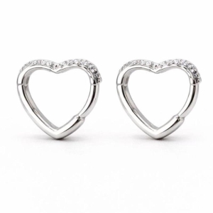 BRINCO CORACAO ARGOLA CRAVEJADO MILIGRAM SEMI PRATA - GG