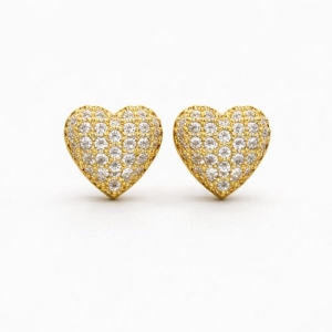 BRINCO CORACAO CRAVEJADO SEMI OURO