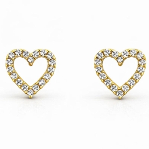 BRINCO CORACAO CRAVEJADO VAZADO G SEMI OURO