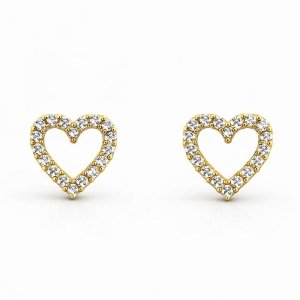 BRINCO CORACAO CRAVEJADO VAZADO M SEMI OURO