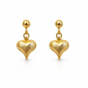 BRINCO CORAÇÃO DIAMANTADO BOLINHA PENDULO SEMI OURO