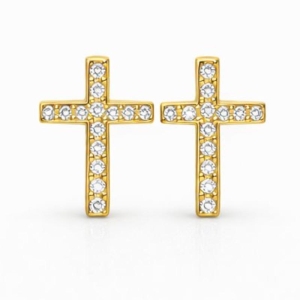 BRINCO CRUZ CRAVEJADO SEMI OURO G