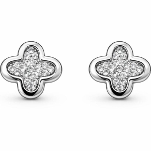 BRINCO TREVO GLAM CRAVEJADO G SEMI PRATA