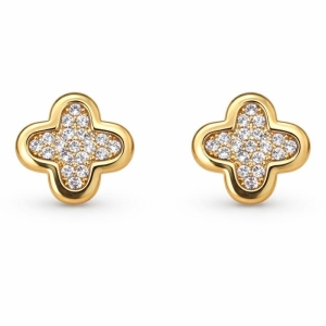 BRINCO TREVO GLAM CRAVEJADO M SEMI OURO