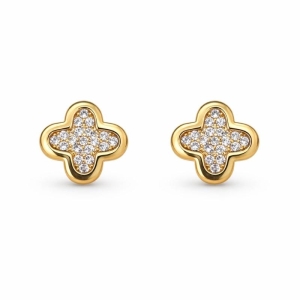 BRINCO TREVO GLAM CRAVEJADO P SEMI OURO