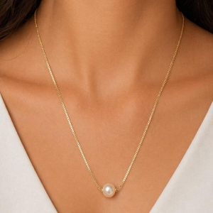 COLAR PEROLA UNICA SEMI OURO - M
