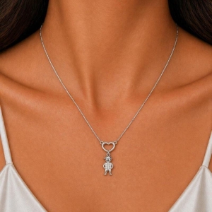 COLAR PINGENTE CORACAO 1 MENINO SEMI PRATA