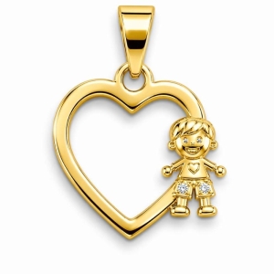 PINGENTE CORACAO MENINO VAZADO SEMI OURO