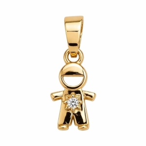 PINGENTE MENINO P 1 ZIRCONIA CENTRAL SEMI OURO