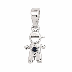 PINGENTE MENINO P CENTRAL AZUL SEMI PRATA