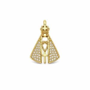 PINGENTE NOSSA SENHORA CRAVEJADO SEMI OURO P